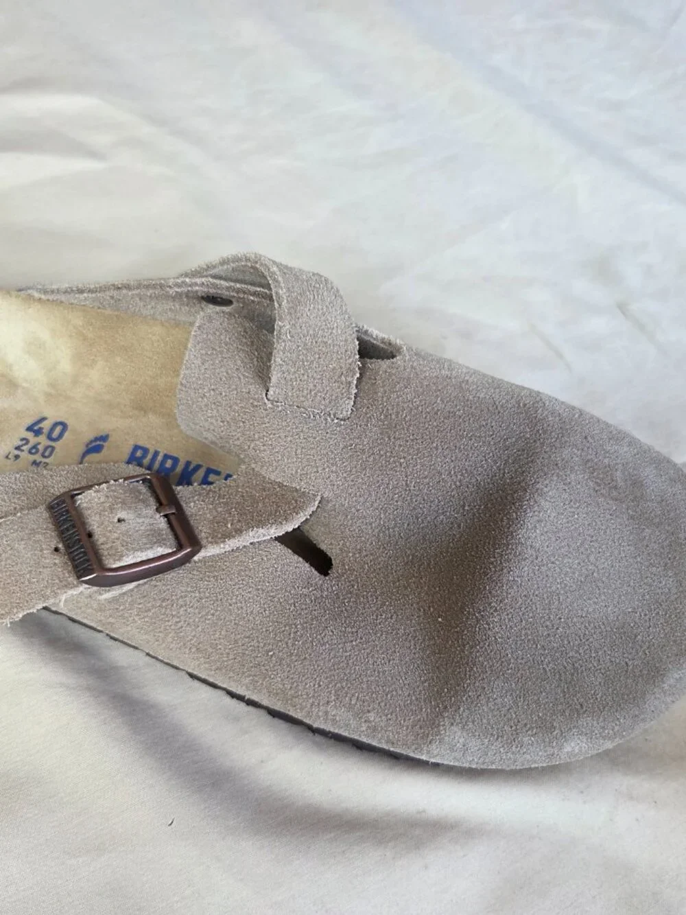 Birkenstock - Women's  Boston Clogs Taupe Suede Size 40 - Picture 7 of 13